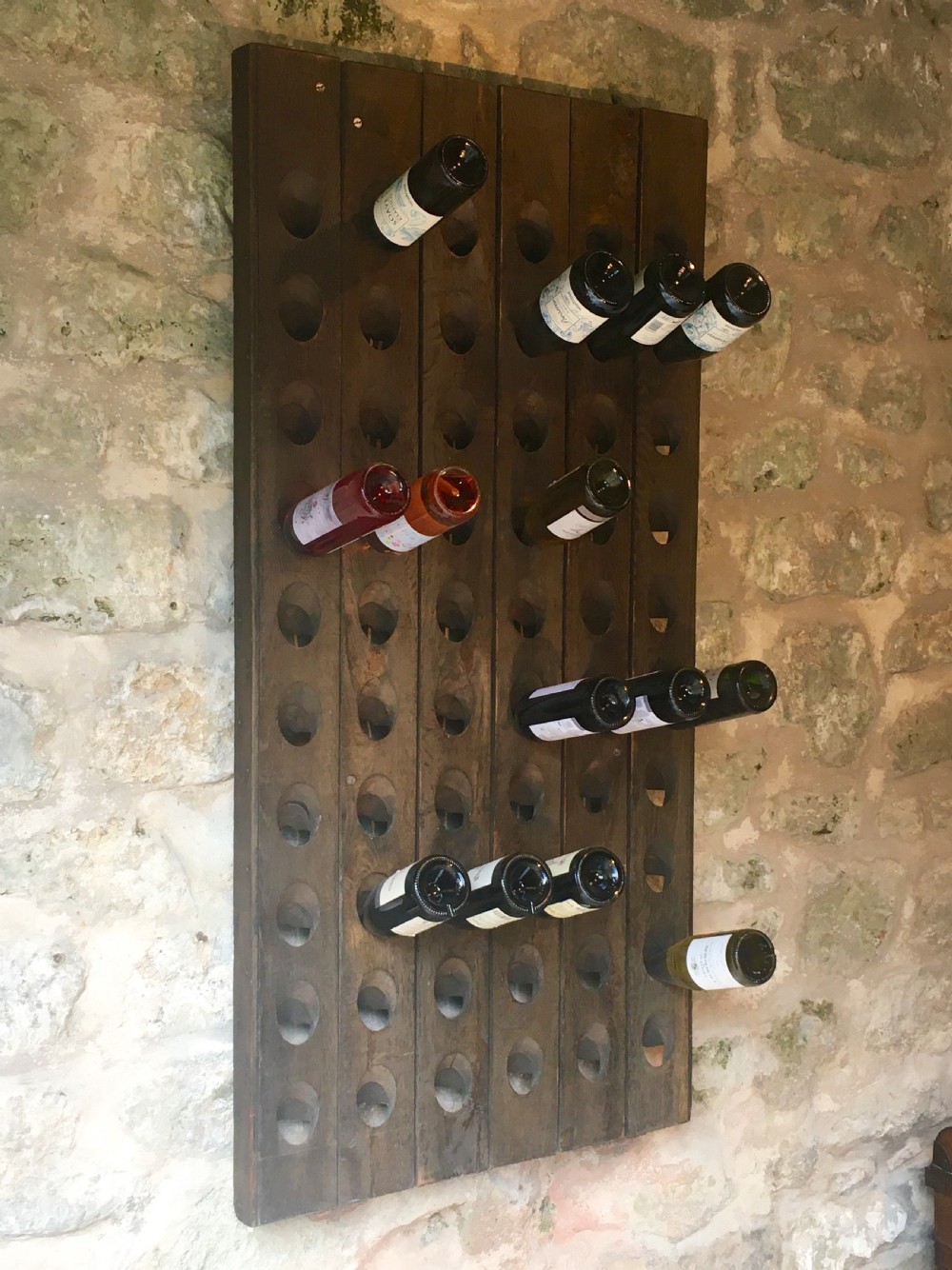 Wall-hanging 60-bottle wine rack View III