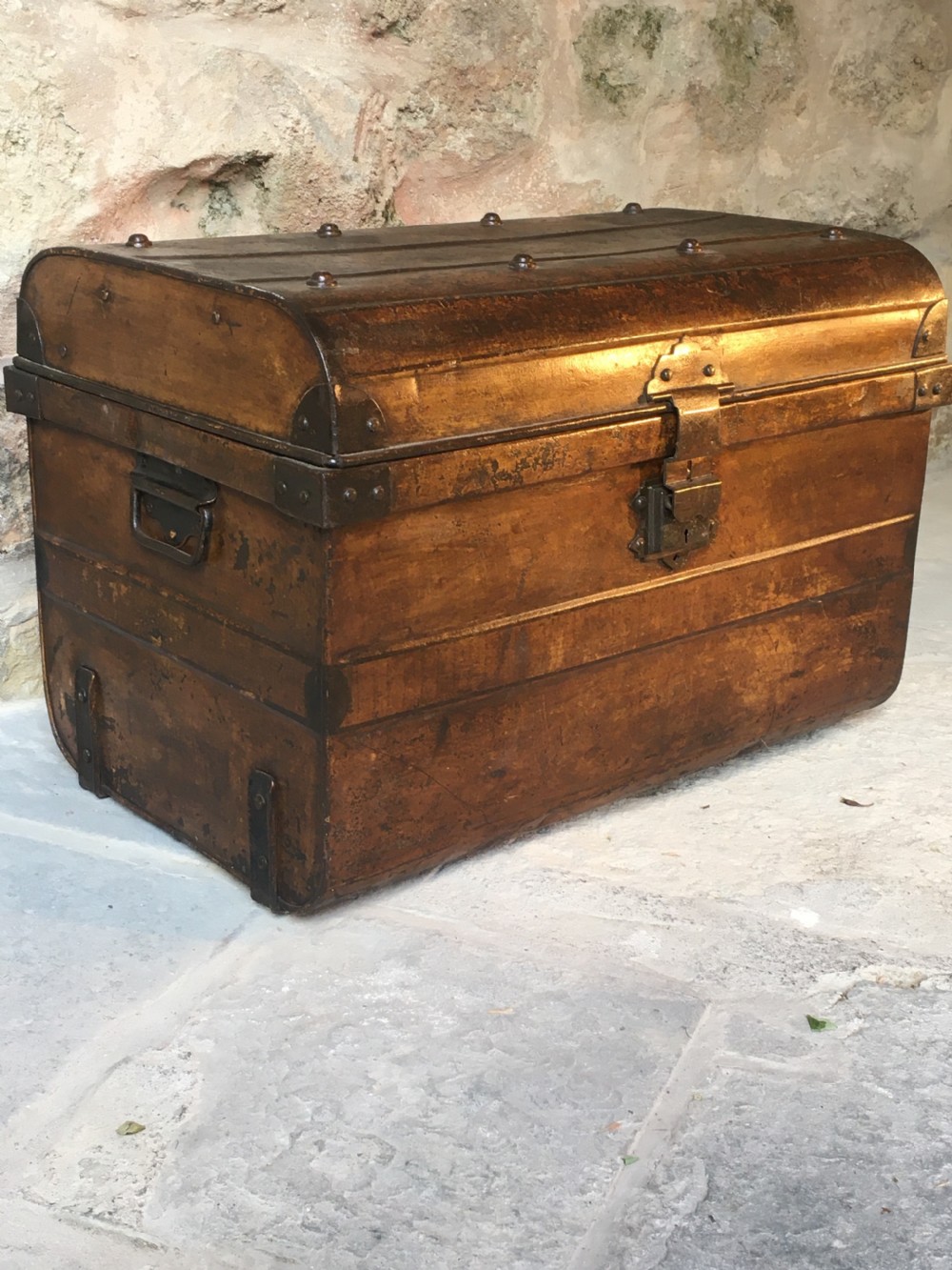 Painted Victorian storage trunk