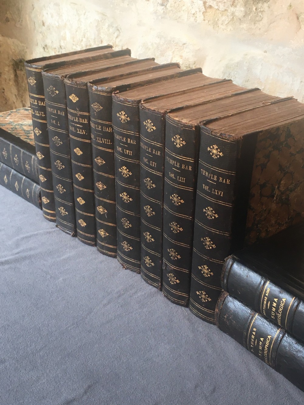 A collection of 12 leather-bound books View V