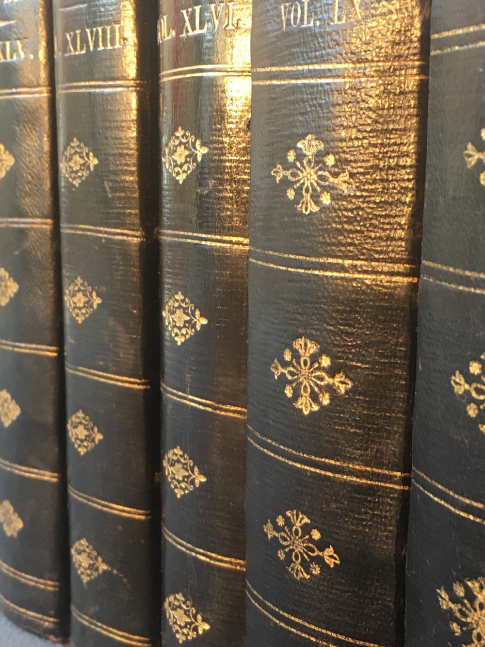 A collection of 12 leather-bound books View IX
