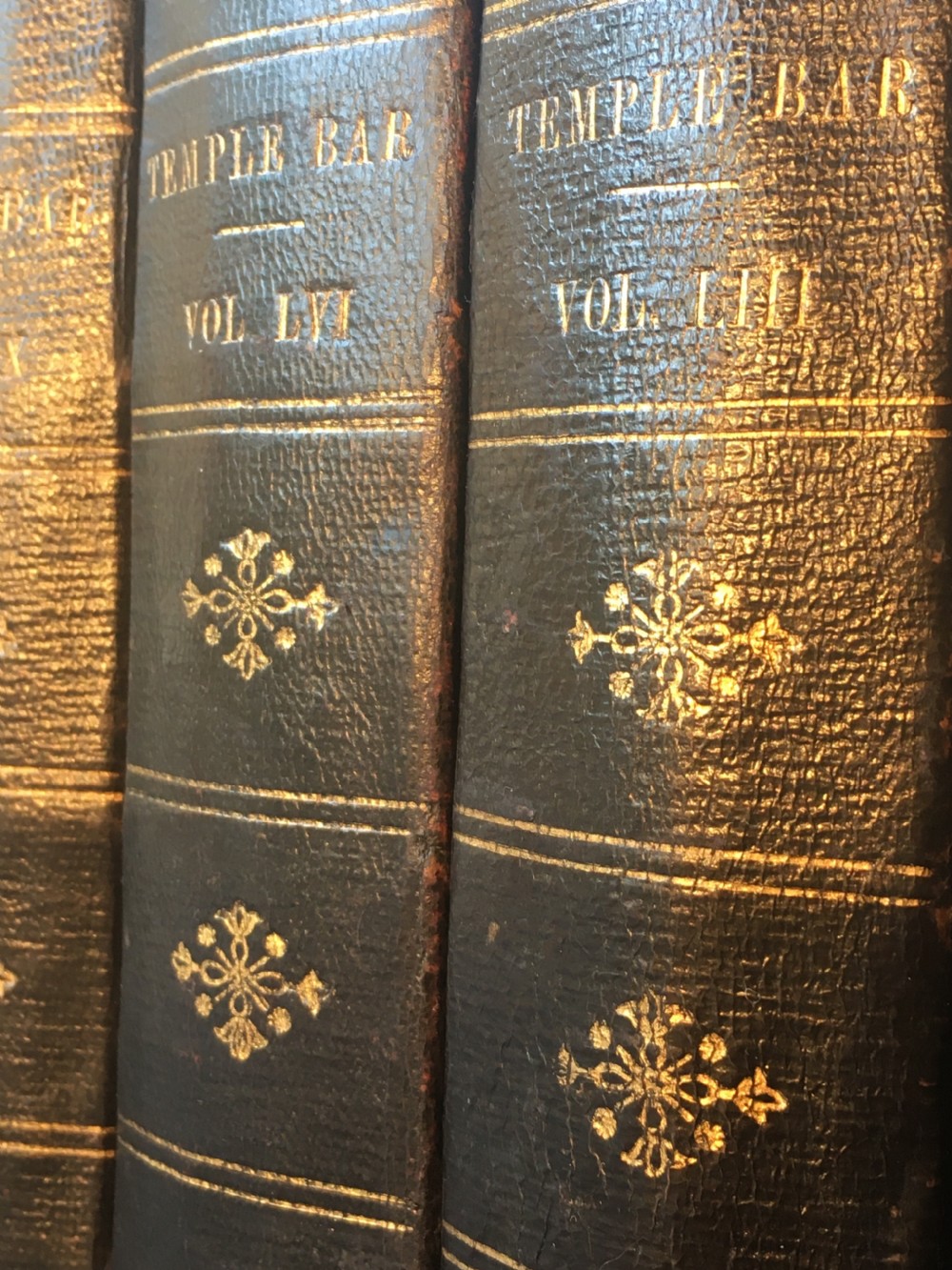 A collection of 12 leather-bound books View X