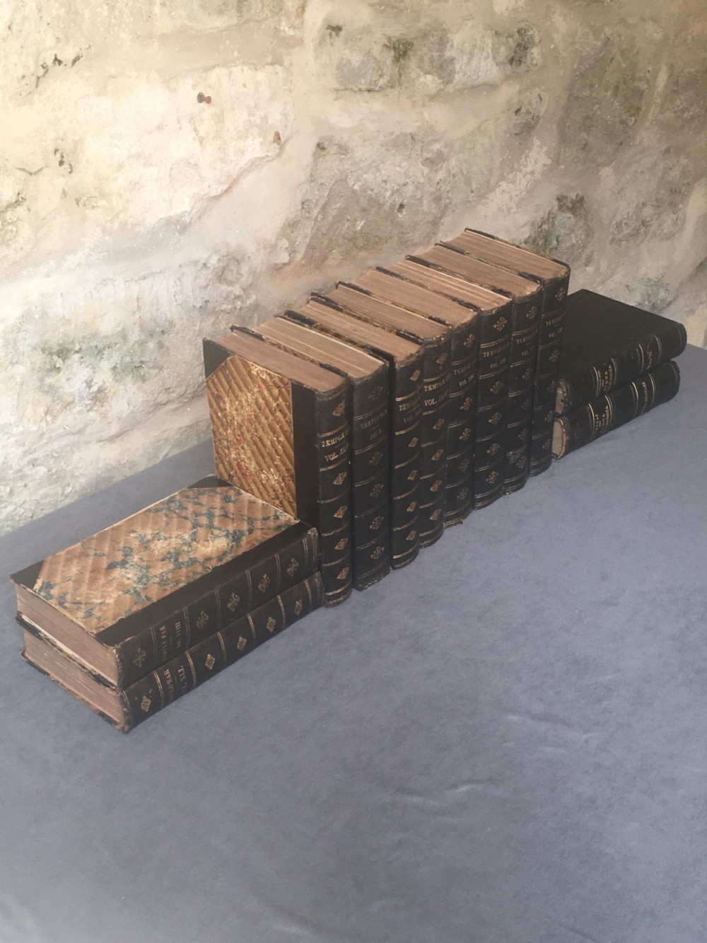 A collection of 12 leather-bound books View XIV