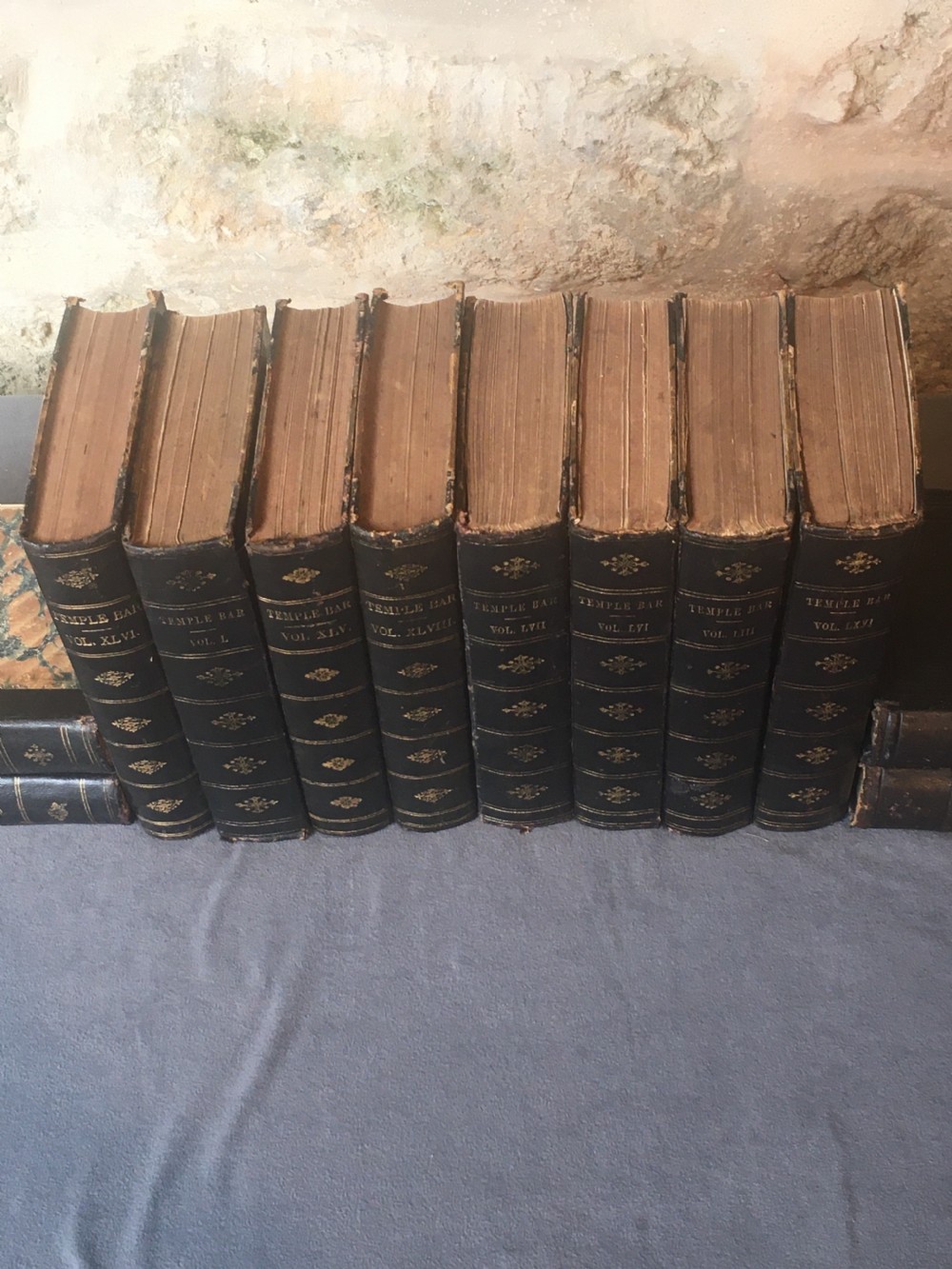 A collection of 12 leather-bound books View XVII