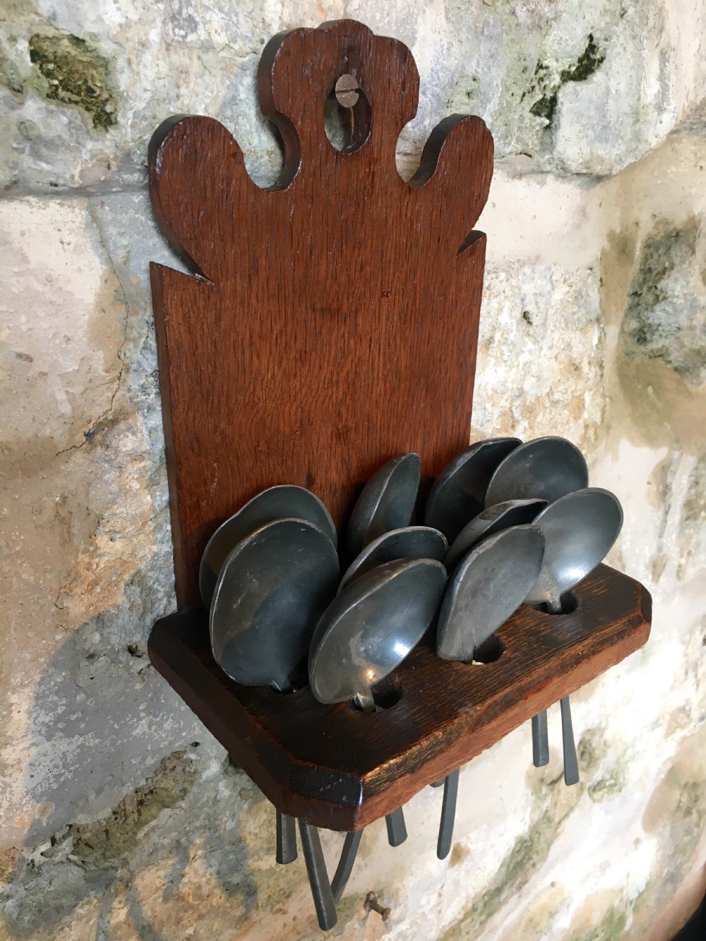 C19th spoon rack & 10 spoons View XXV