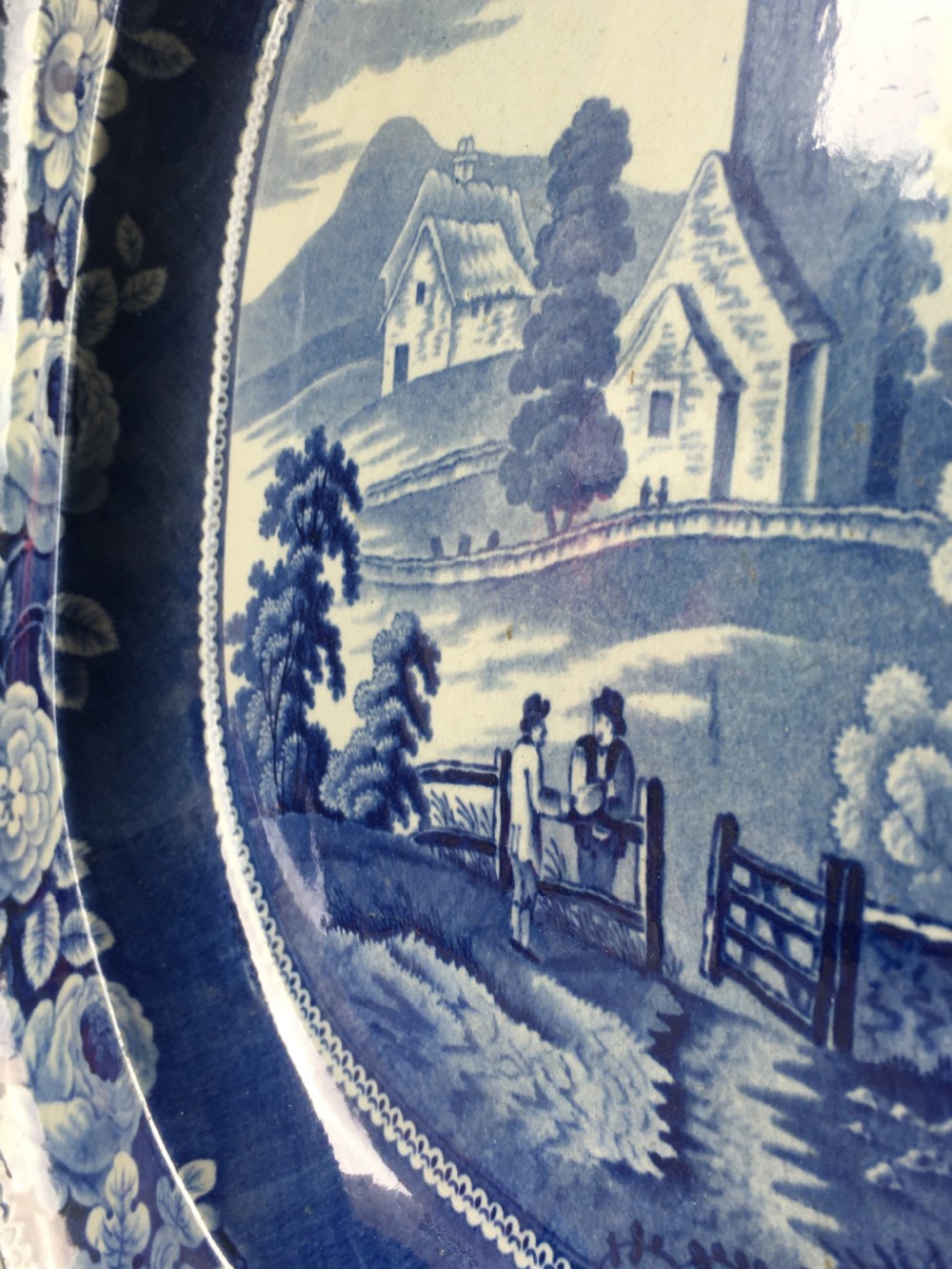 Blue & white meat plate serving platter View IV