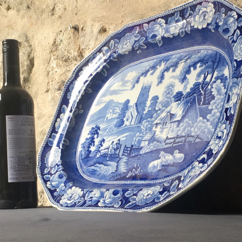 Blue & white meat plate serving platter View XVI