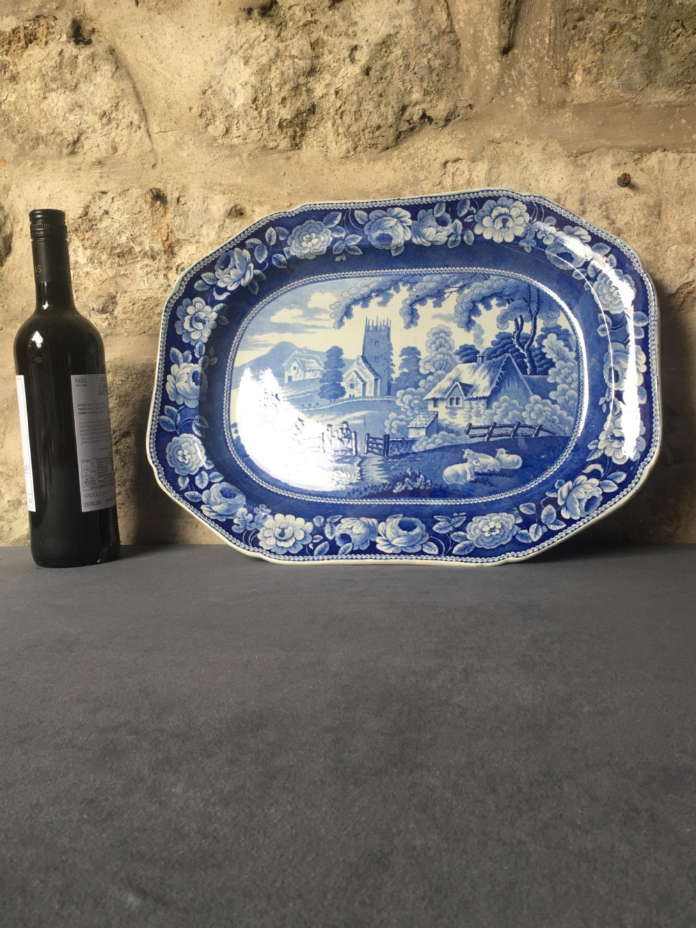 Blue & white meat plate serving platter View XVII