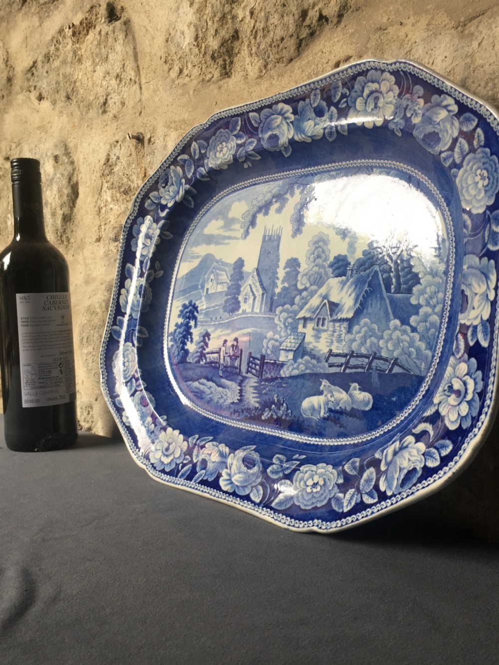 Blue & white meat plate serving platter View XVIII