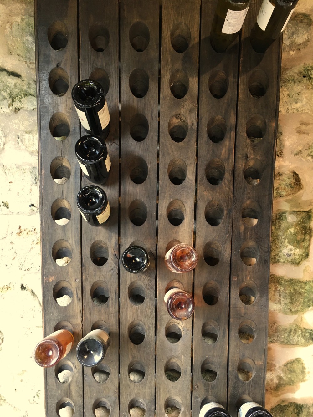 Wall-hanging solid oak wine rack View III