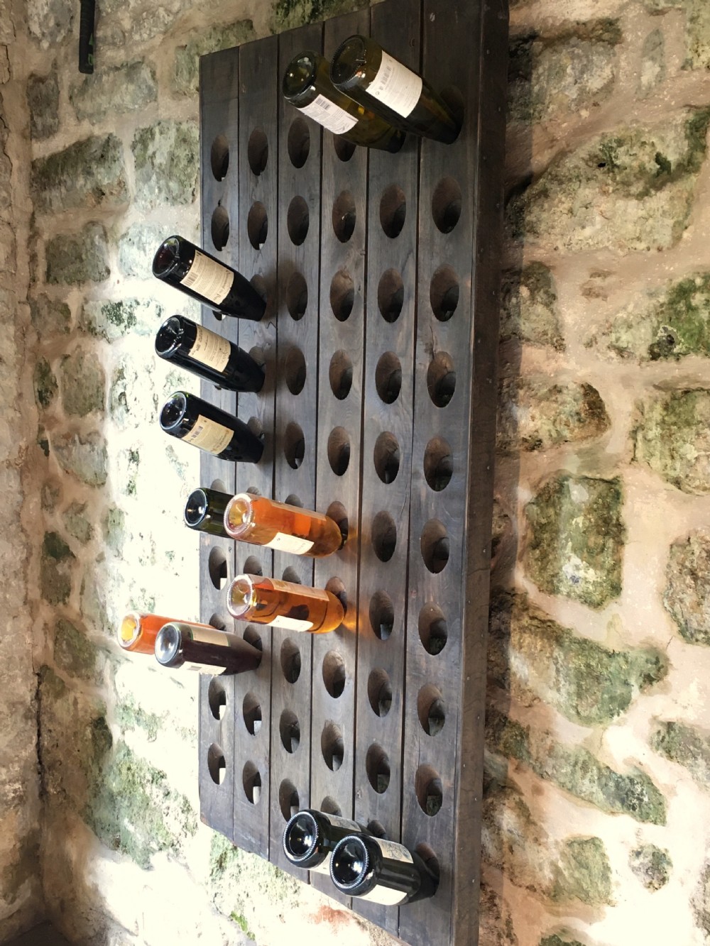 Wall-hanging solid oak wine rack View VII
