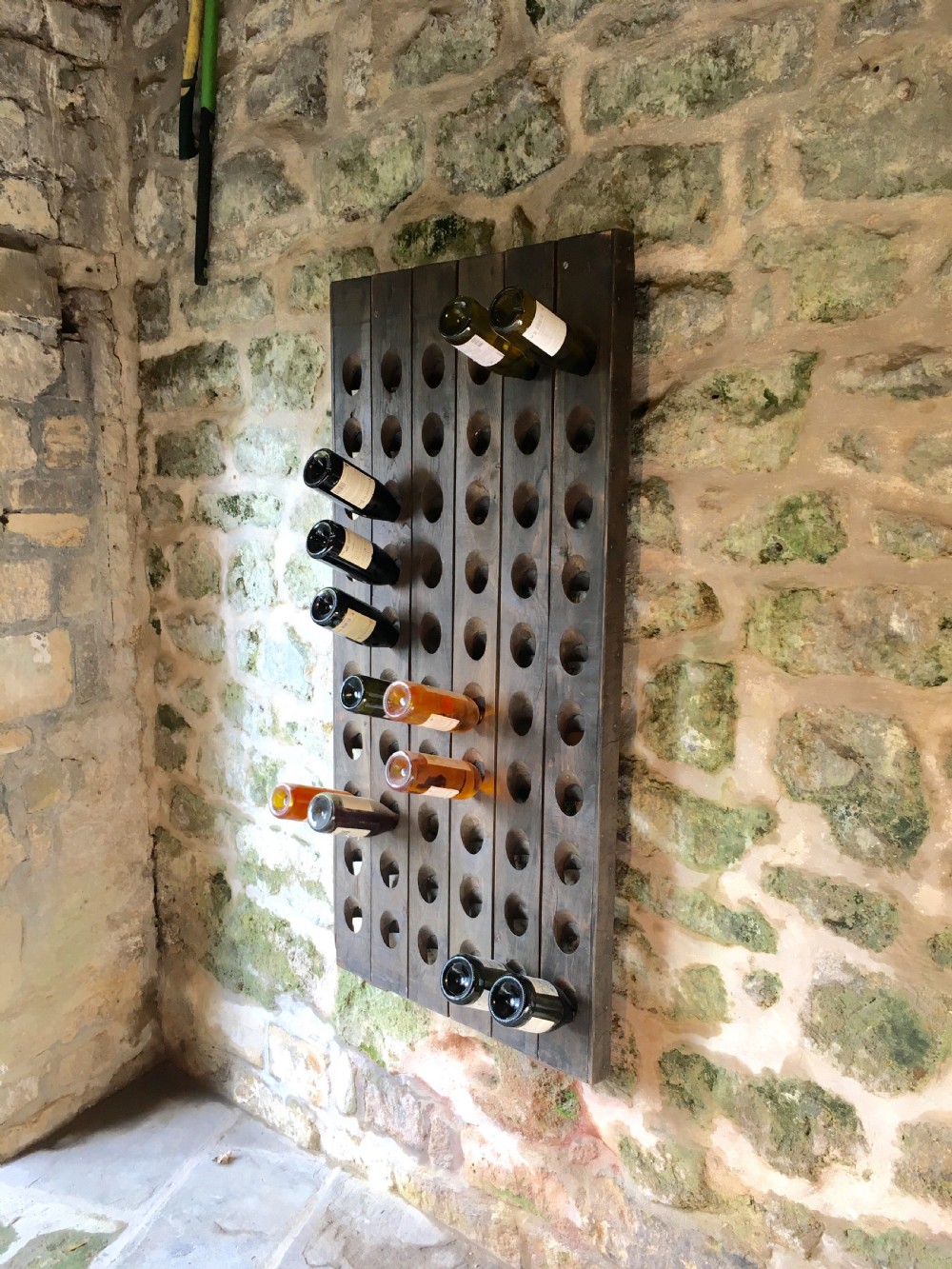 Wall-hanging solid oak wine rack View IX