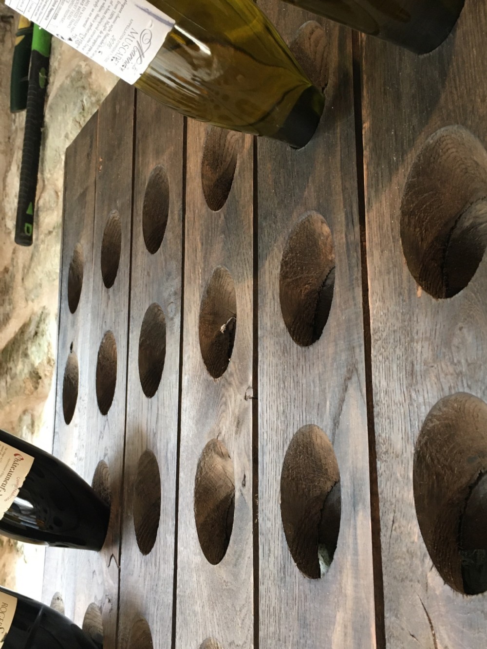 Wall-hanging solid oak wine rack View XIII