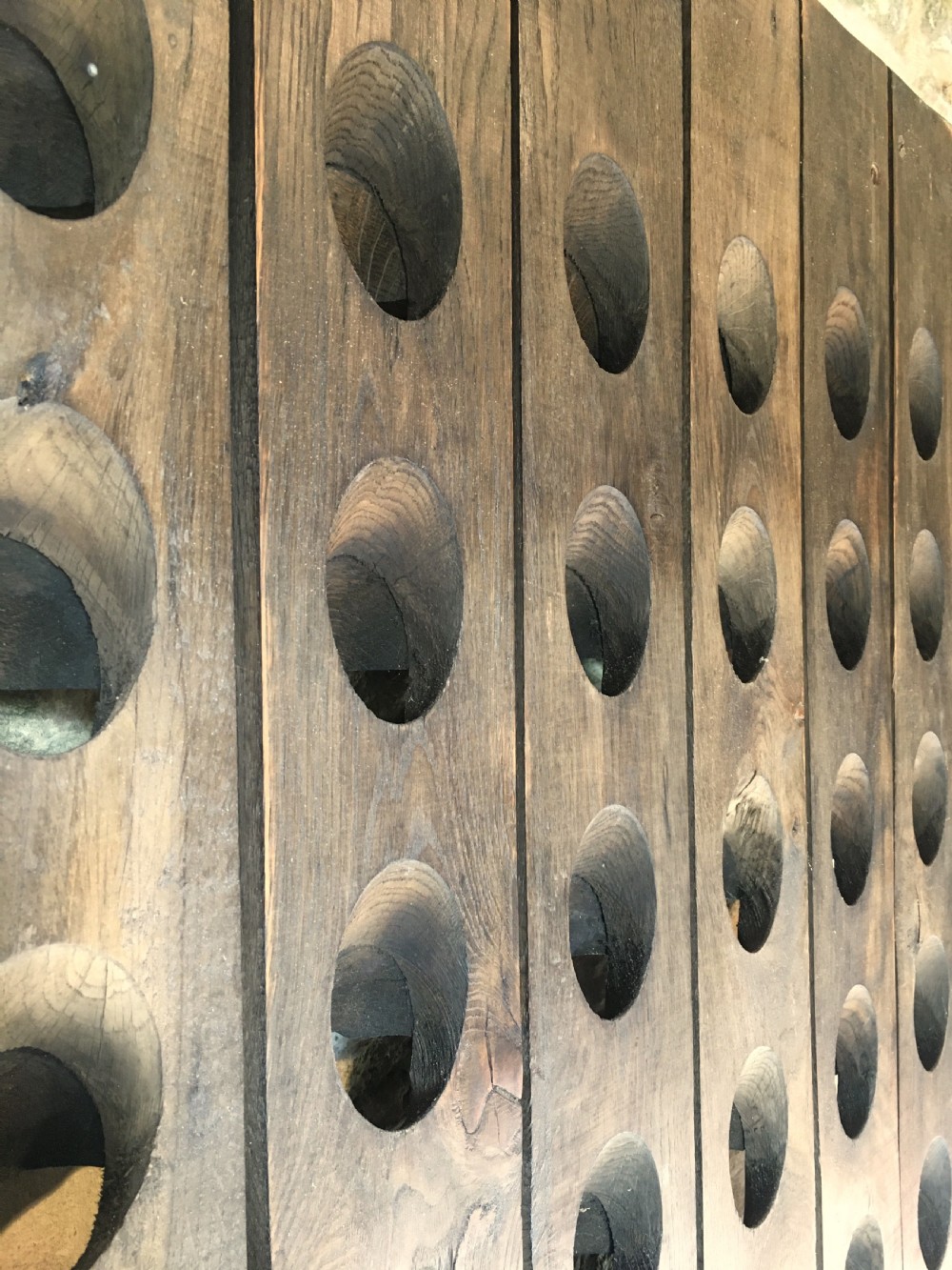 Wall-hanging solid oak wine rack View XIX