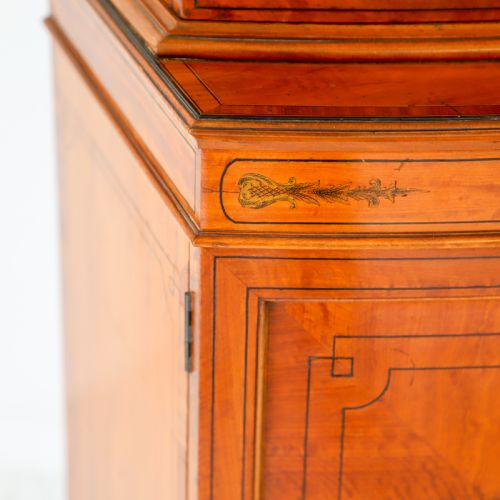SATINWOOD BOWFRONT BOOKCASE WITH INLAID DOORS - ADDITIONAL PHOTO 2