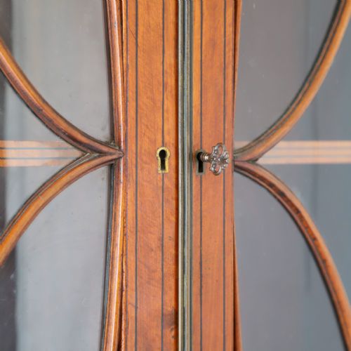SATINWOOD BOWFRONT BOOKCASE WITH INLAID DOORS - ADDITIONAL PHOTO 5