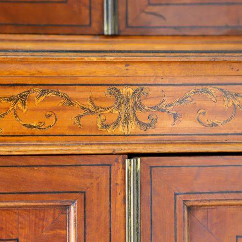 SATINWOOD BOWFRONT BOOKCASE WITH INLAID DOORS - ADDITIONAL PHOTO 7