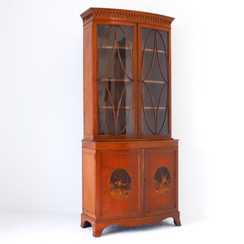 SATINWOOD BOWFRONT BOOKCASE WITH INLAID DOORS - ADDITIONAL PHOTO 13