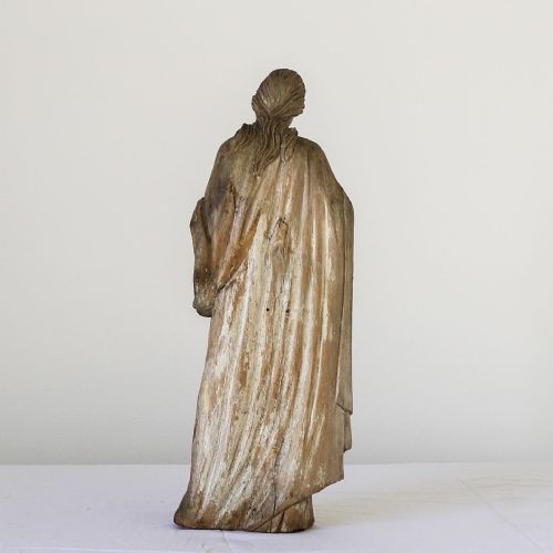 LATE 18TH EARLY 19TH CENTURY PINE CARVED FEMALE FIGURE IN CLOAK - ADDITIONAL PHOTO 3