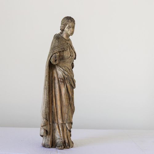 LATE 18TH EARLY 19TH CENTURY PINE CARVED FEMALE FIGURE IN CLOAK - ADDITIONAL PHOTO 13