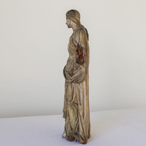 LATE 18TH EARLY 19TH CENTURY PINE CARVED FEMALE FIGURE IN CLOAK - ADDITIONAL PHOTO 15