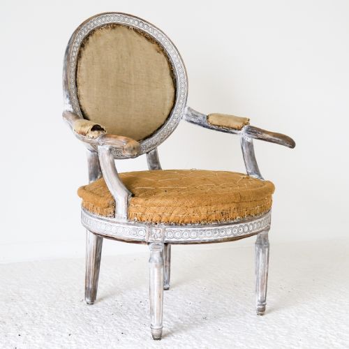 18TH CENTURY SWEDISH GUSTAVIAN ARMCHAIR WITH ORIGINAL TIME WORN PAINT - ADDITIONAL PHOTO 2