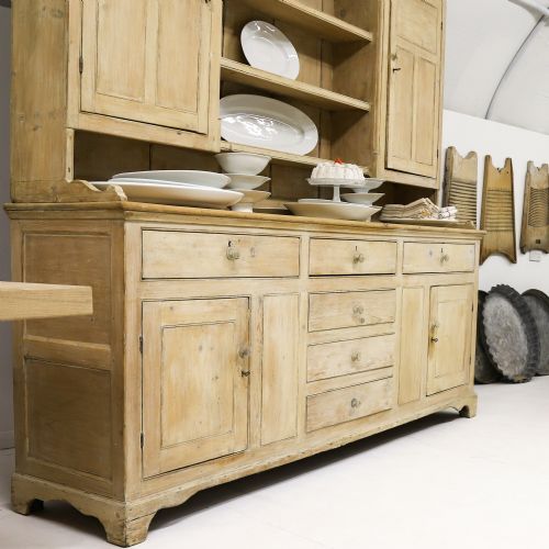 GRAND SCALE ENGLISH 19TH CENTURY COUNTRY HOUSE PINE KITCHEN DRESSER - ADDITIONAL PHOTO 13