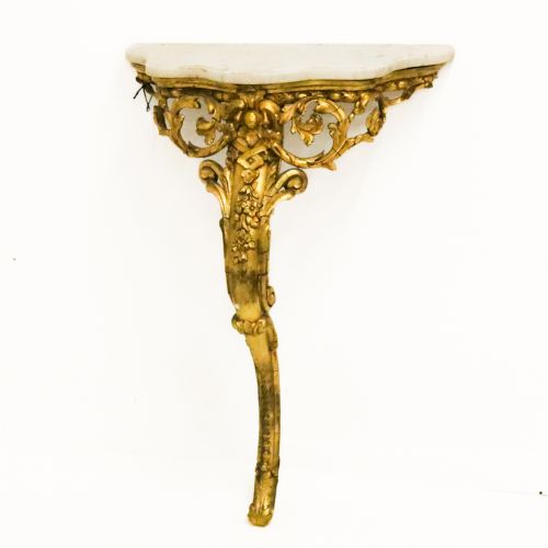 french giltwood and gesso console table with carrera marble top c1860 - CATEGORY: ANTIQUE FURNITURE - DATED 19TH CENTURY