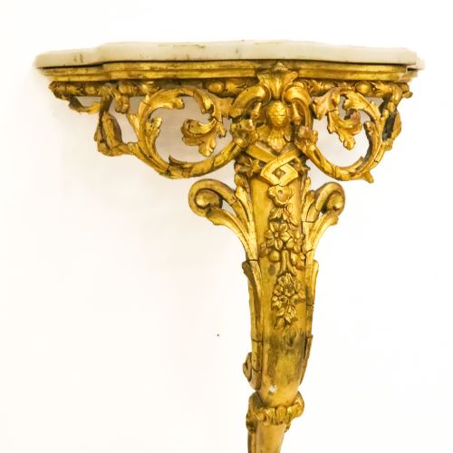 FRENCH GILTWOOD AND GESSO CONSOLE TABLE WITH CARRERA MARBLE TOP C1860 - ADDITIONAL PHOTO 1