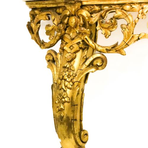 FRENCH GILTWOOD AND GESSO CONSOLE TABLE WITH CARRERA MARBLE TOP C1860 - ADDITIONAL PHOTO 8