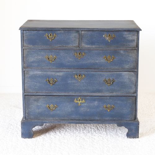georgian chest of drawers later painted distressed mottled blue finish - CATEGORY: ANTIQUE CHEST OF DRAWERS - DATED 19TH CENTURY