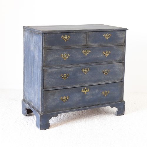 GEORGIAN CHEST OF DRAWERS LATER PAINTED DISTRESSED MOTTLED BLUE FINISH - ADDITIONAL PHOTO 2