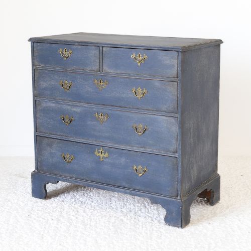 GEORGIAN CHEST OF DRAWERS LATER PAINTED DISTRESSED MOTTLED BLUE FINISH - ADDITIONAL PHOTO 3