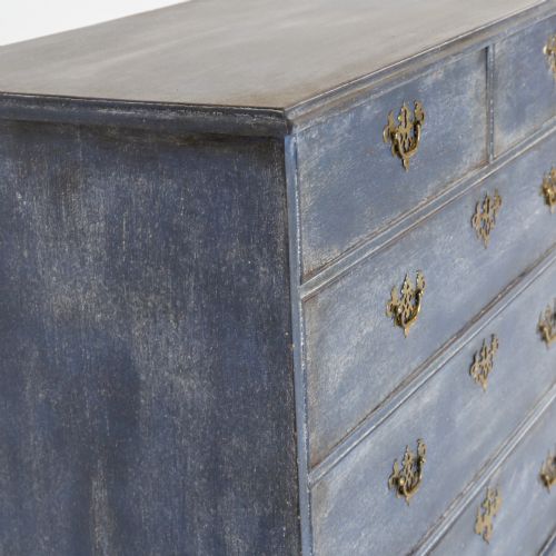 GEORGIAN CHEST OF DRAWERS LATER PAINTED DISTRESSED MOTTLED BLUE FINISH - ADDITIONAL PHOTO 10