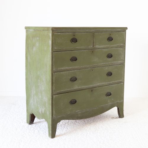 GEORGIAN CHEST OF DRAWERS LATER PAINTED DISTRESSED MOTTLED GREEN - ADDITIONAL PHOTO 1