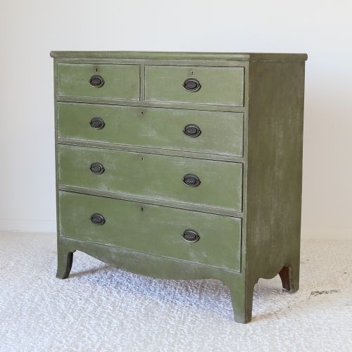 GEORGIAN CHEST OF DRAWERS LATER PAINTED DISTRESSED MOTTLED GREEN - ADDITIONAL PHOTO 2