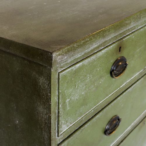 GEORGIAN CHEST OF DRAWERS LATER PAINTED DISTRESSED MOTTLED GREEN - ADDITIONAL PHOTO 6