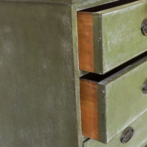 GEORGIAN CHEST OF DRAWERS LATER PAINTED DISTRESSED MOTTLED GREEN - ADDITIONAL PHOTO 9