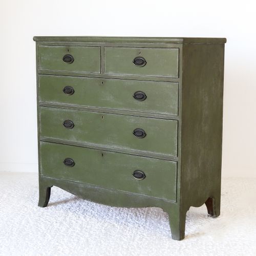 GEORGIAN CHEST OF DRAWERS LATER PAINTED DISTRESSED MOTTLED GREEN - ADDITIONAL PHOTO 12