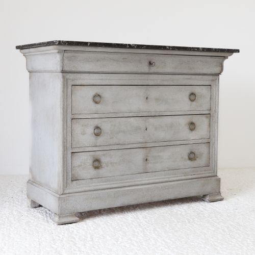 FRENCH COMMODE WITH ORIGINAL MARBLE TOP C1900 - ADDITIONAL PHOTO 1