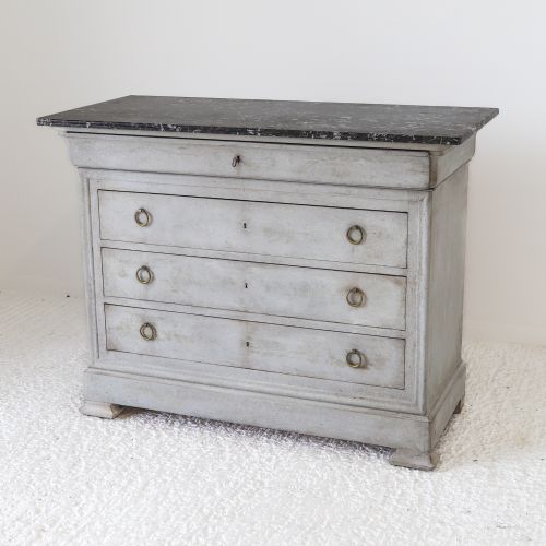 FRENCH COMMODE WITH ORIGINAL MARBLE TOP C1900 - ADDITIONAL PHOTO 3