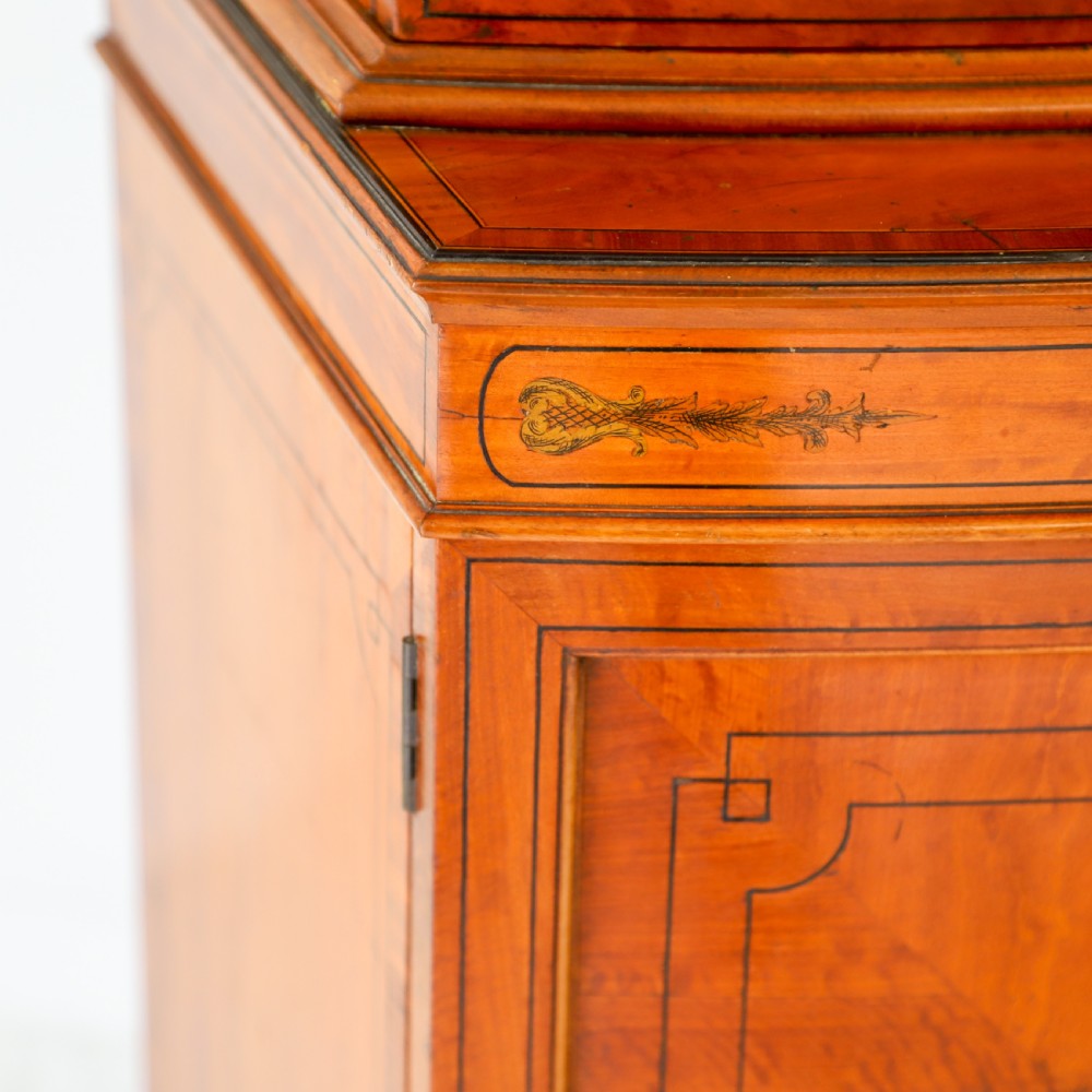 Satinwood Bowfront Bookcase with Inlaid Doors View III