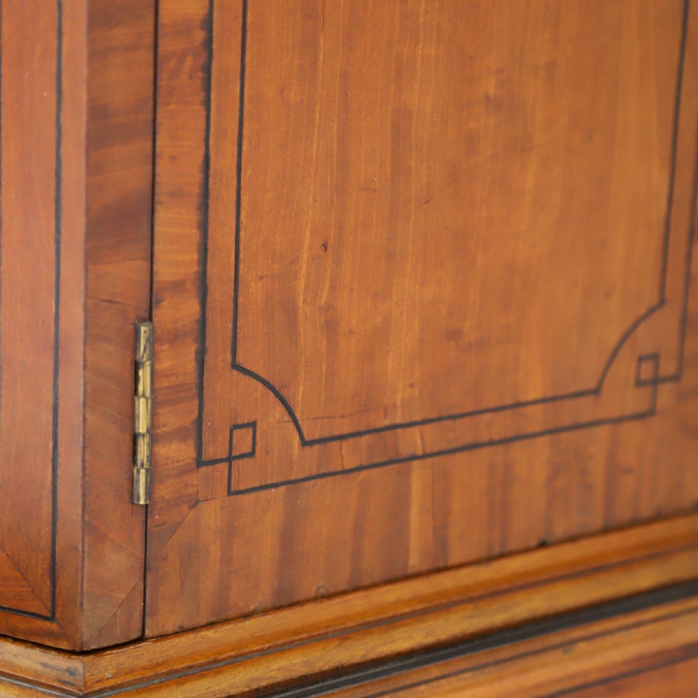 Satinwood Bowfront Bookcase with Inlaid Doors View V