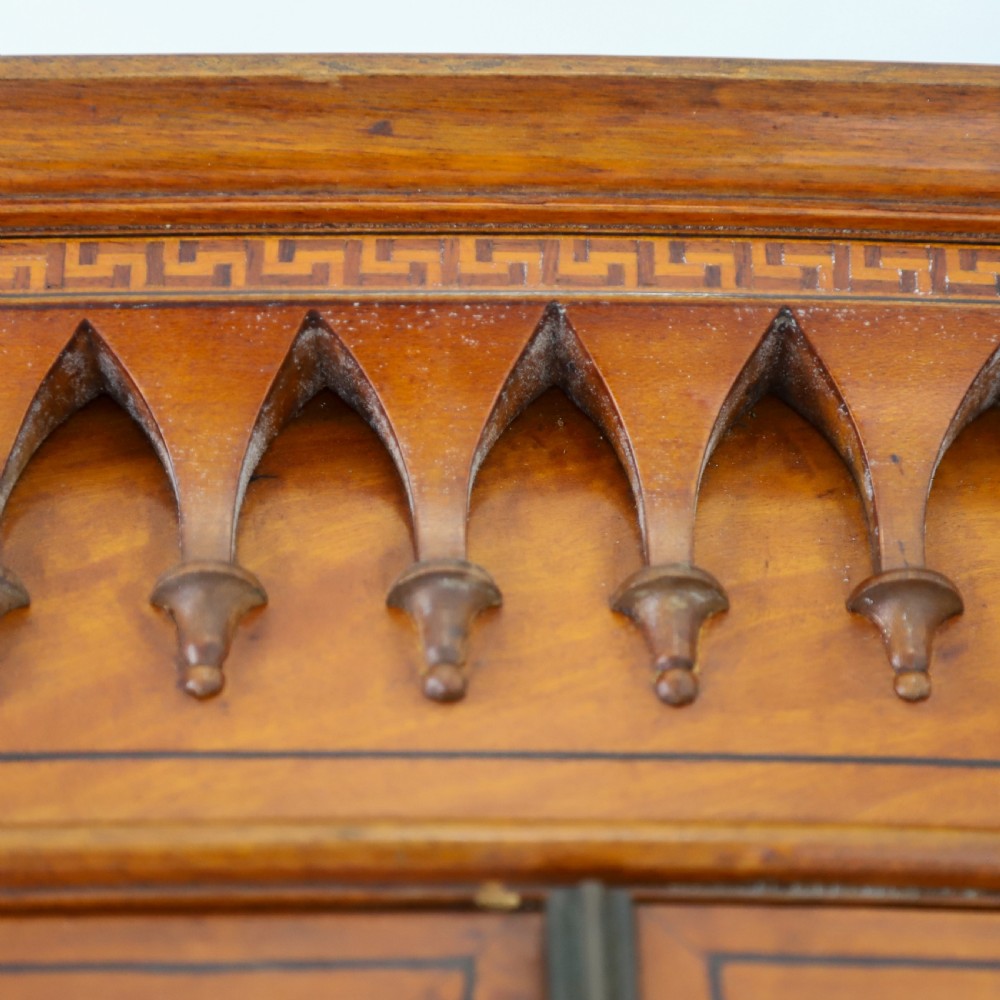 Satinwood Bowfront Bookcase with Inlaid Doors View VII