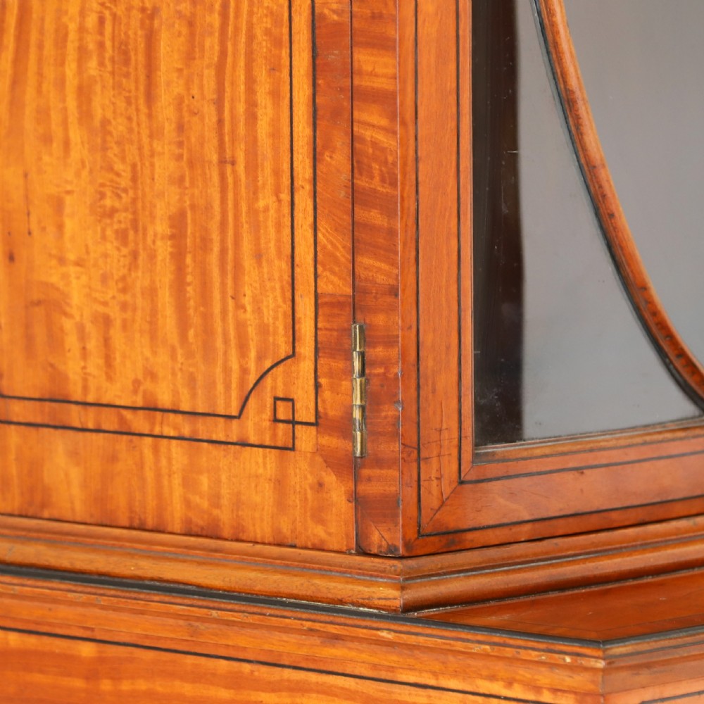 Satinwood Bowfront Bookcase with Inlaid Doors View XI