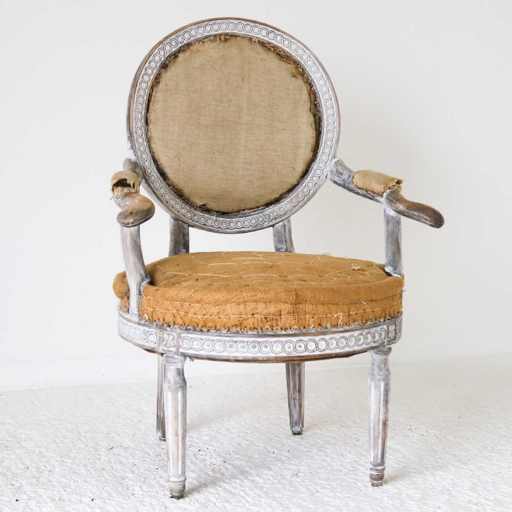 18th Century Swedish Gustavian Armchair with Original Time Worn Paint View II