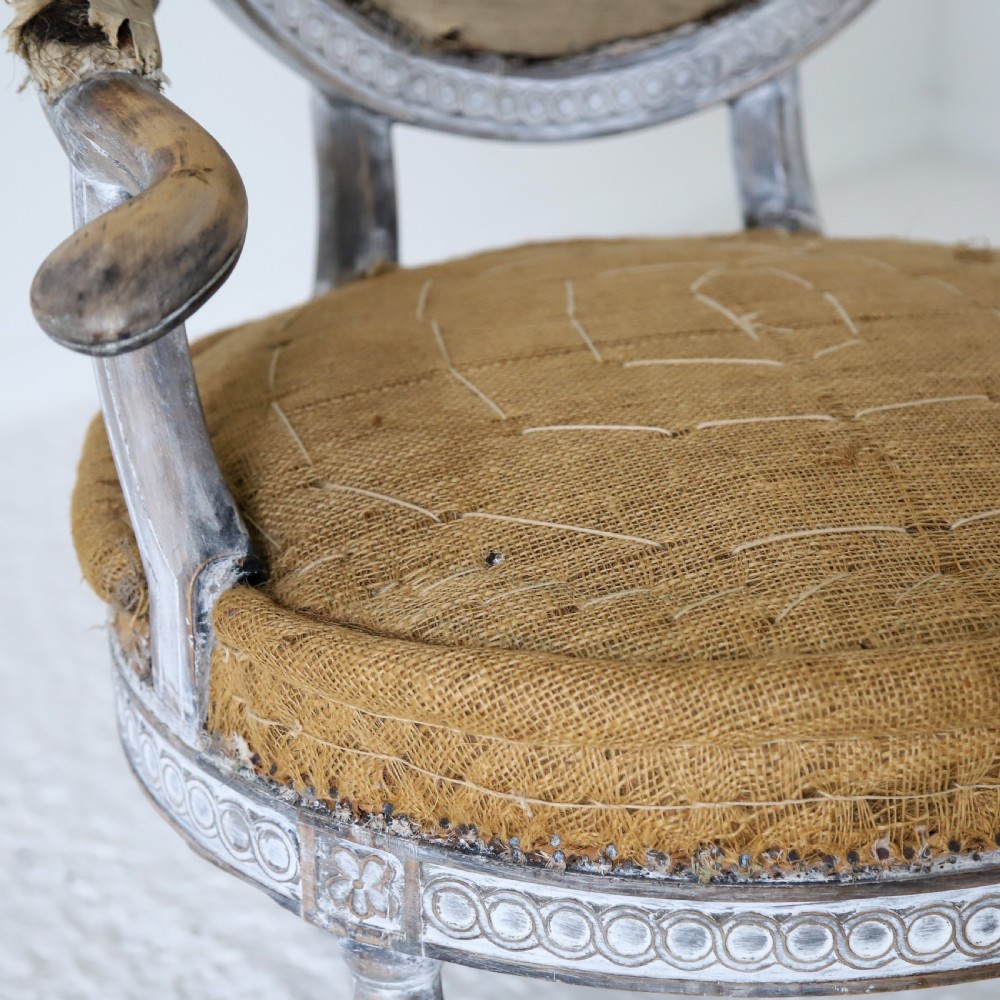 18th Century Swedish Gustavian Armchair with Original Time Worn Paint View VIII