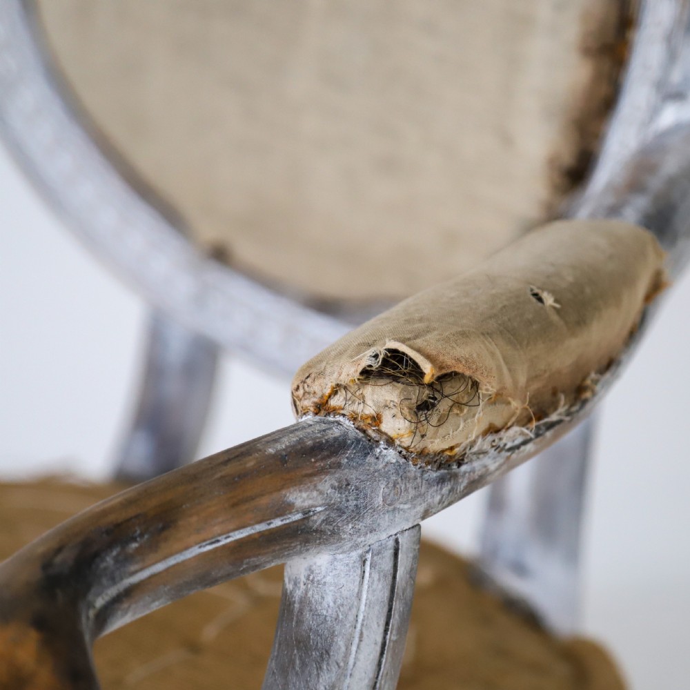 18th Century Swedish Gustavian Armchair with Original Time Worn Paint View XV