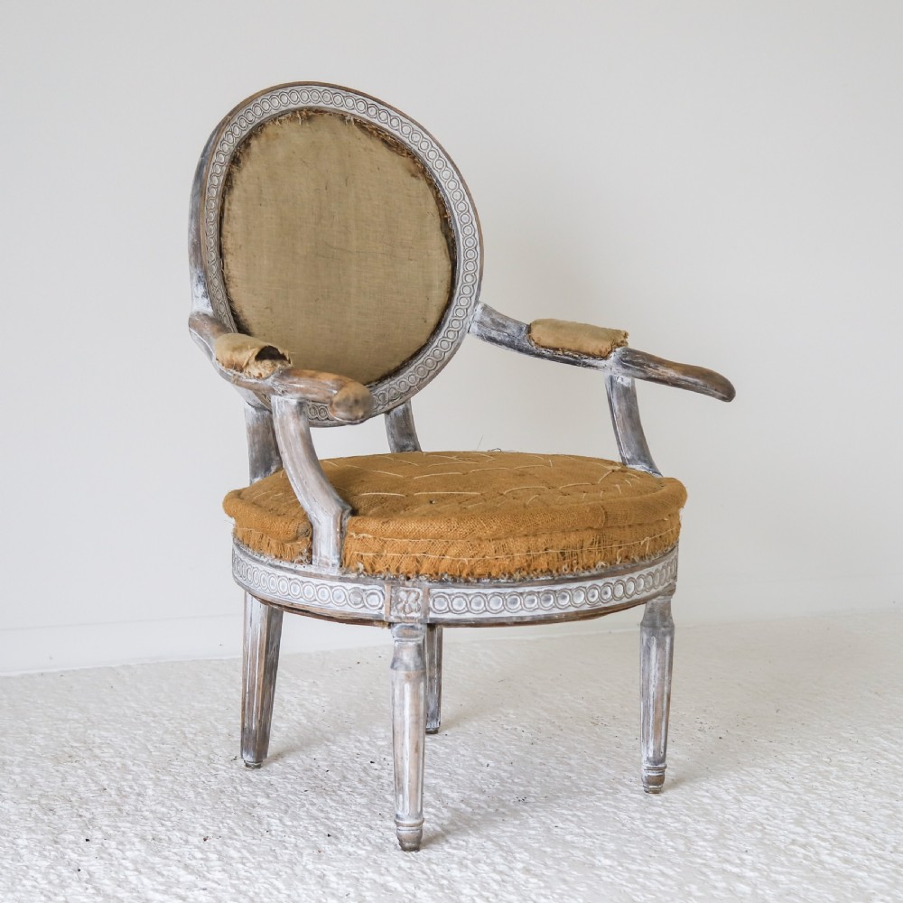 18th Century Swedish Gustavian Armchair with Original Time Worn Paint View XIX