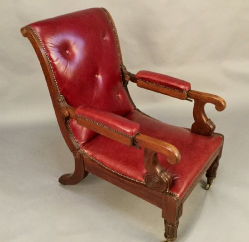 RARE PATENT GENTLEMAN'S RECLINING ARMCHAIR C 1830 - ADDITIONAL PHOTO 3