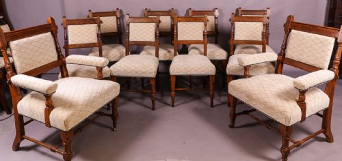 Rare Set of 10 Gillows Dining Chairs Gothic